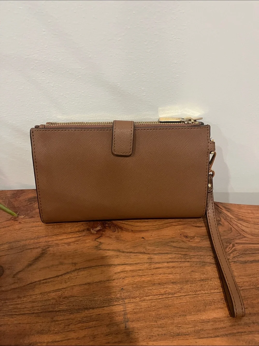 Michael Kors Brown Saffiano Leather Wristlet